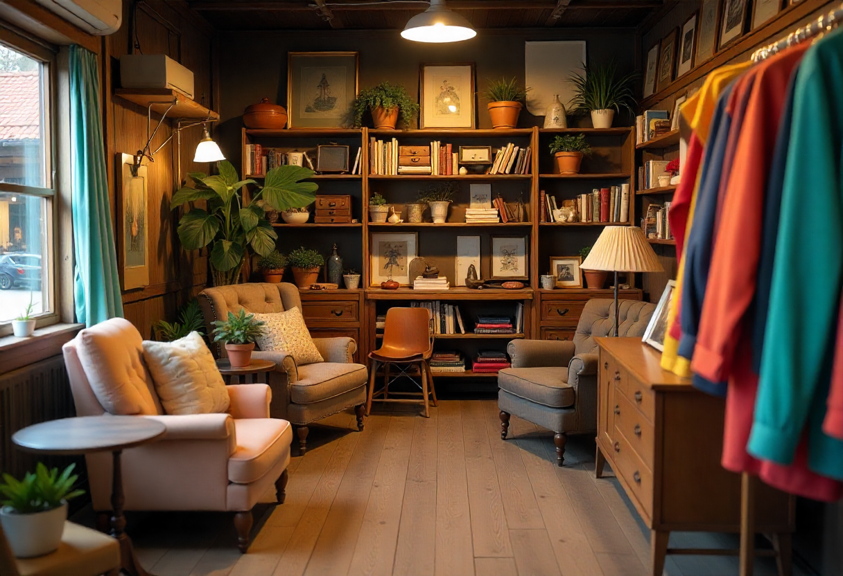 een foto vanuit een iets modernere kringloop winkel