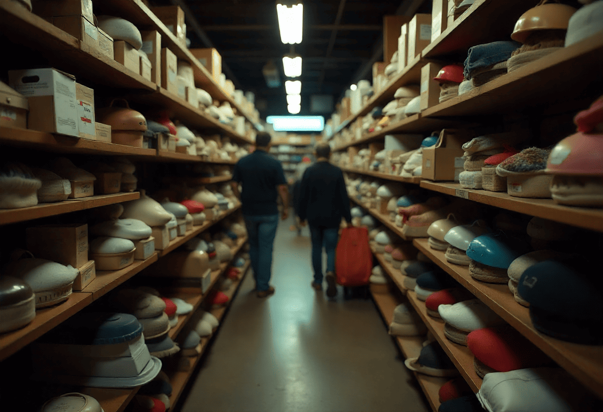 Een foto van de schappen in een kringloopwinkel