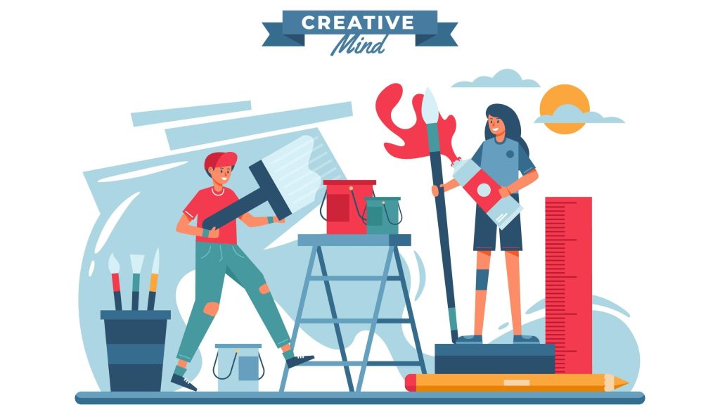 Illustratie van twee mensen die samen knutselen aan creatieve decoratie voor een persoonlijk winter interieur